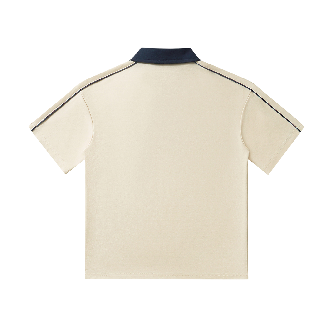 The Monochrome Dual Polo Tee – Contrast Panel Cotton T-Shirt (Mild Apricot)