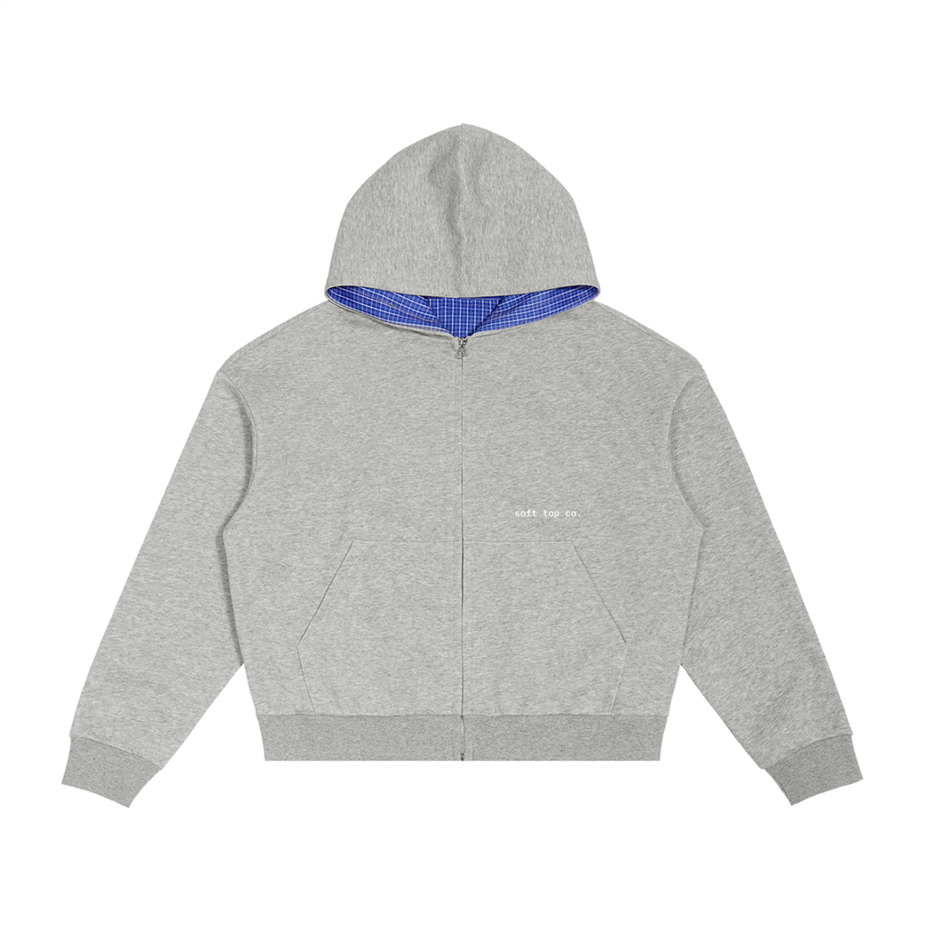 Soft Top Co. Plaid Accent Zip Hoodie
