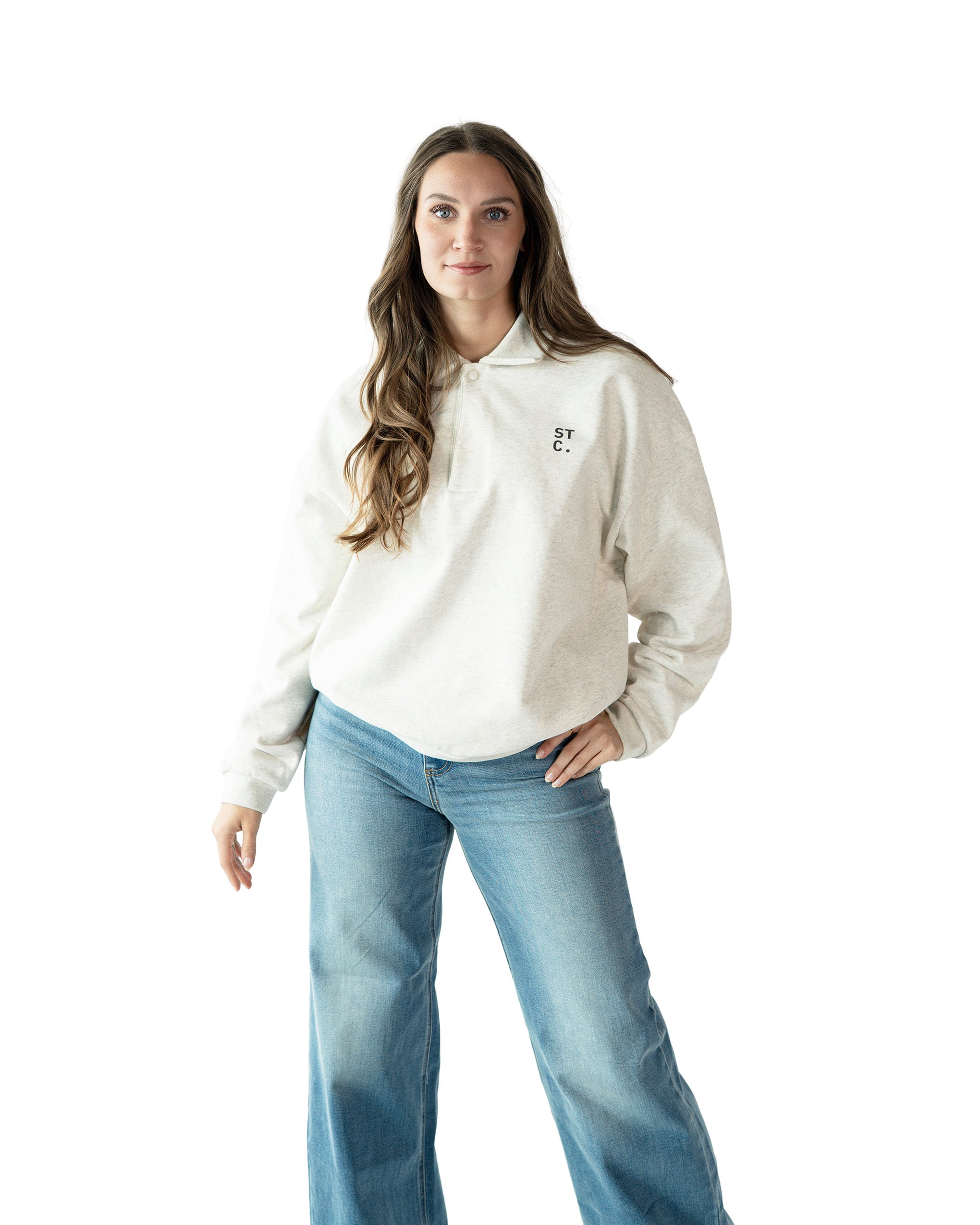 The STC. Polo Fleece Sweatshirt — Heather Grey