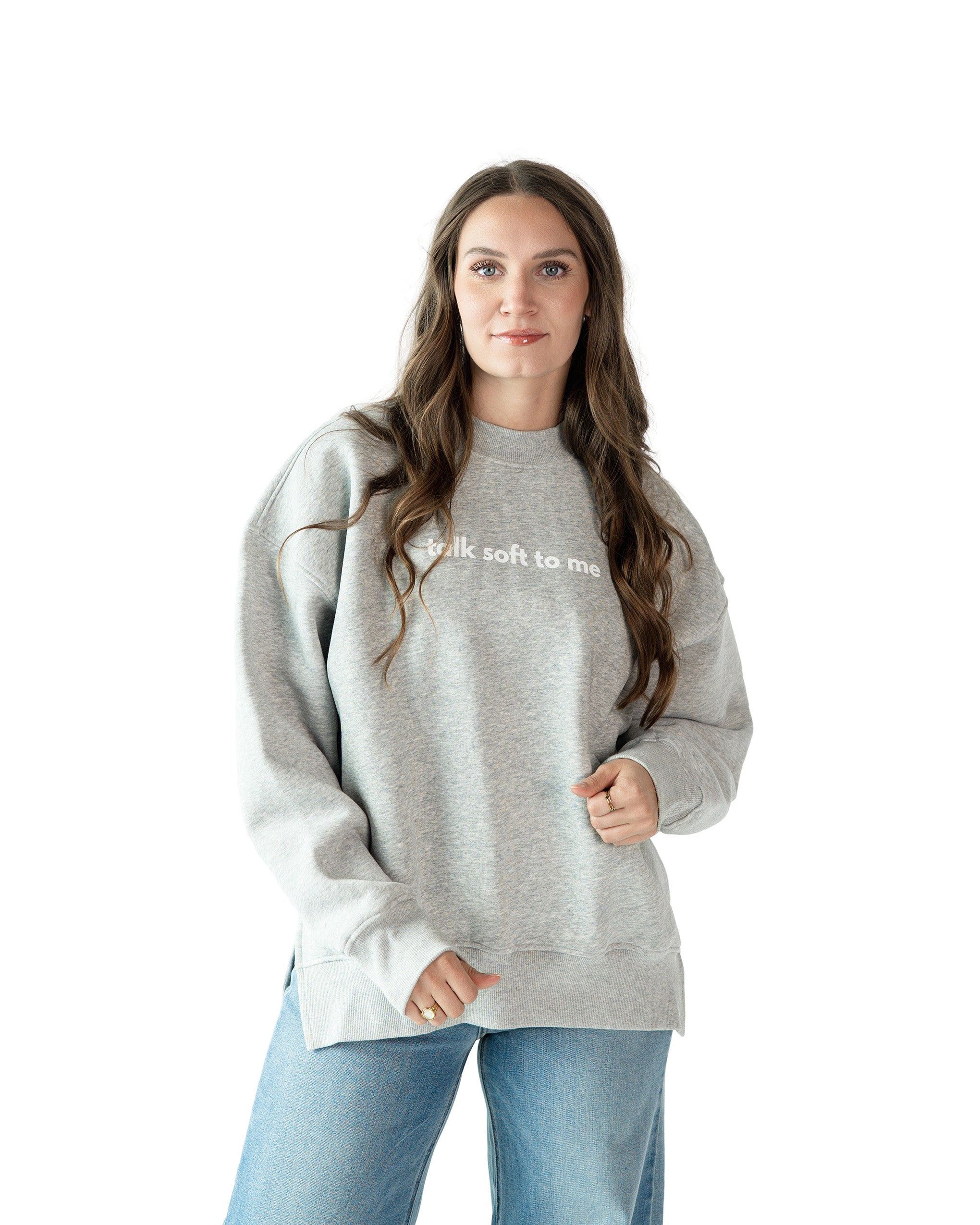 talk soft to me — Side-Slit Fleece Crewneck