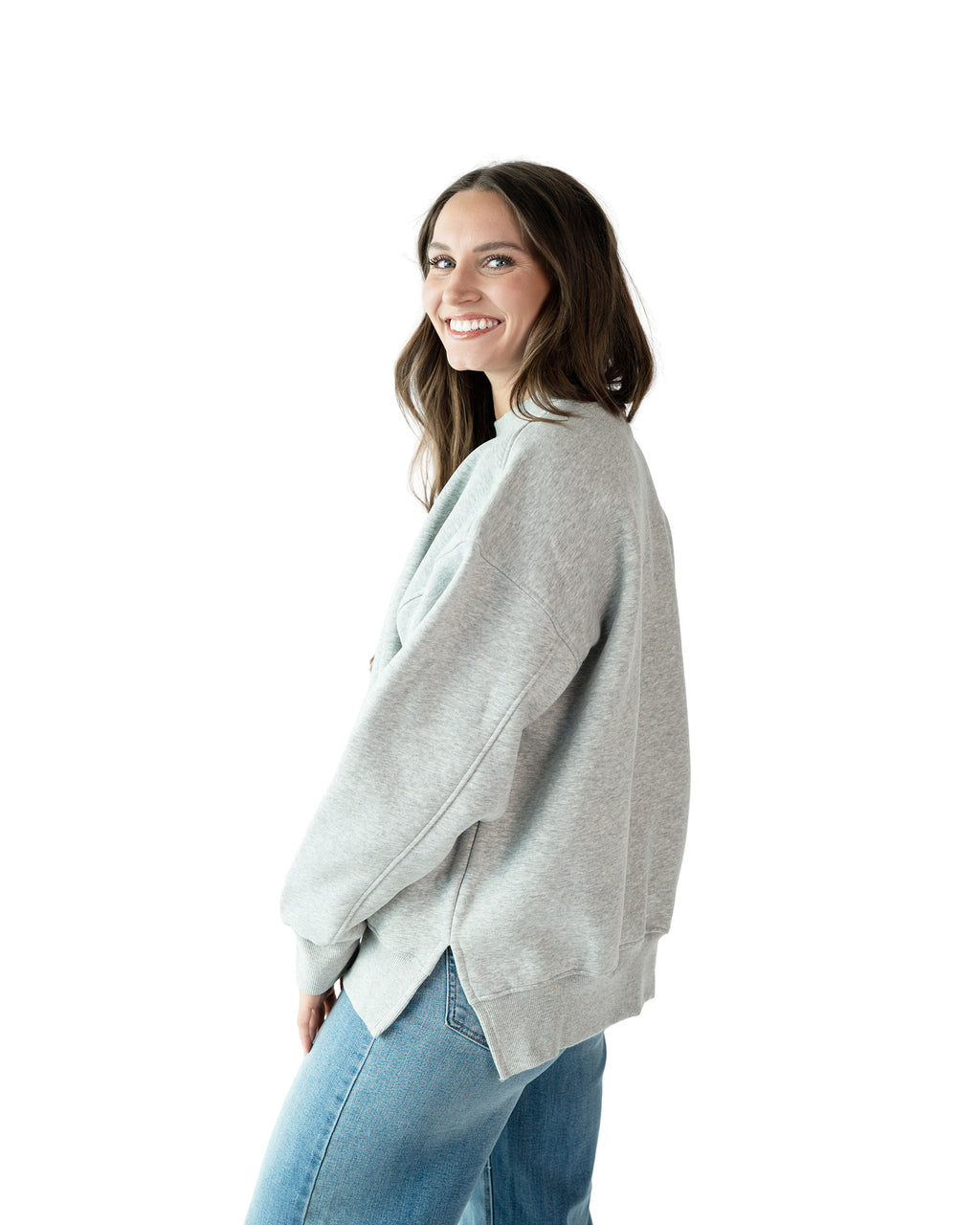 talk soft to me — Side-Slit Fleece Crewneck