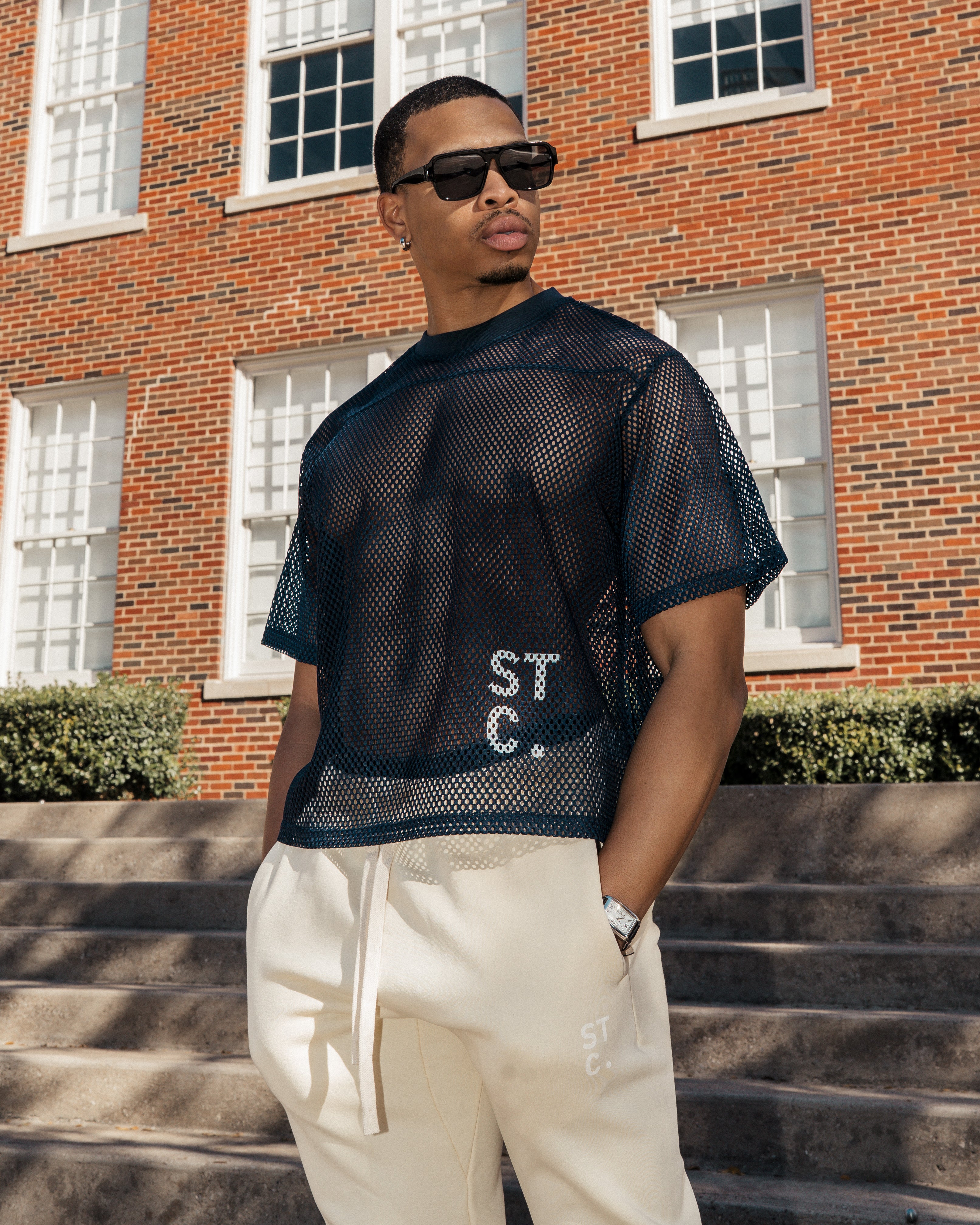 STC. Boxy Mesh Overlay Tee