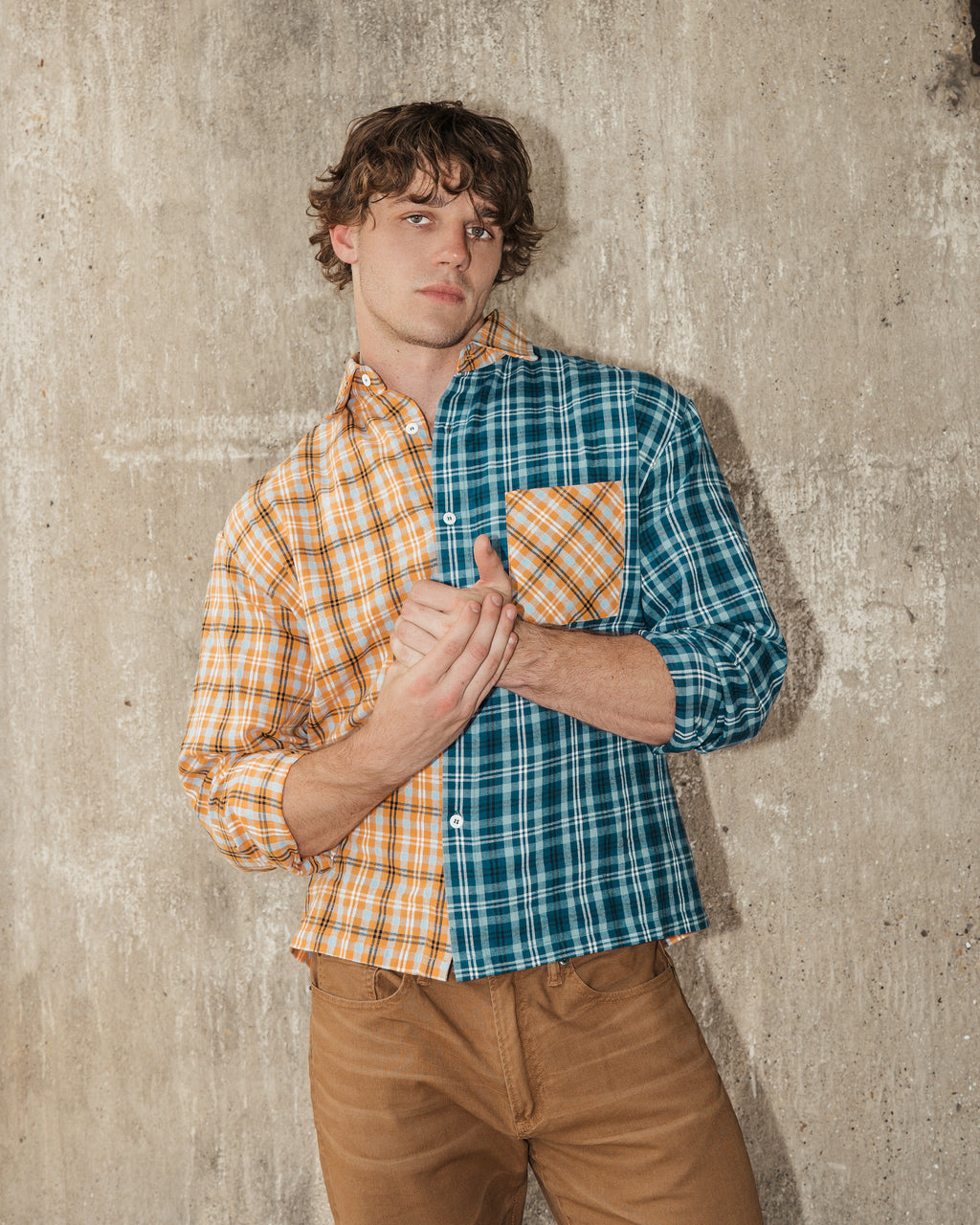 Split Plaid Overshirt