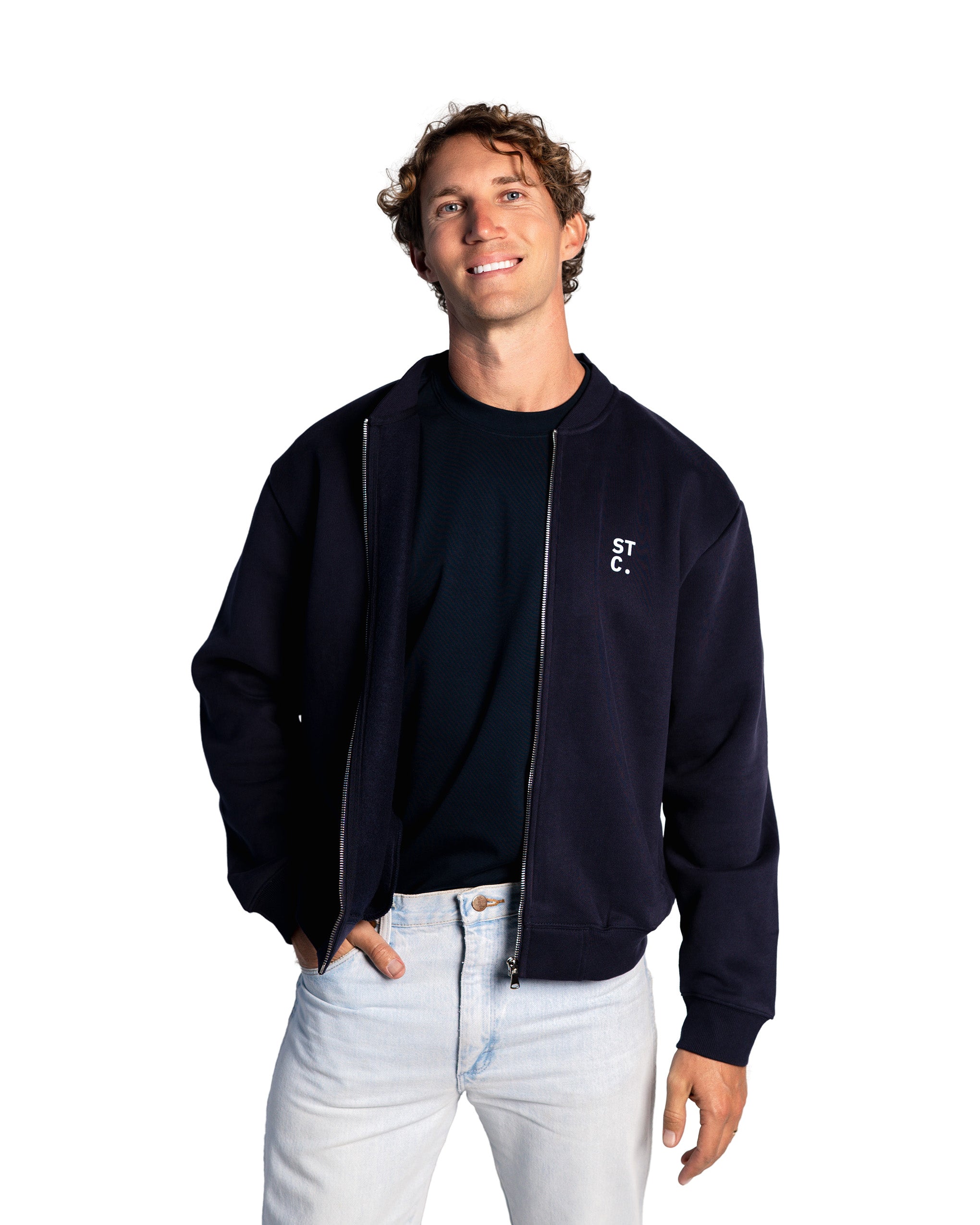 The STC. Structure Varsity Zip Jacket — Black