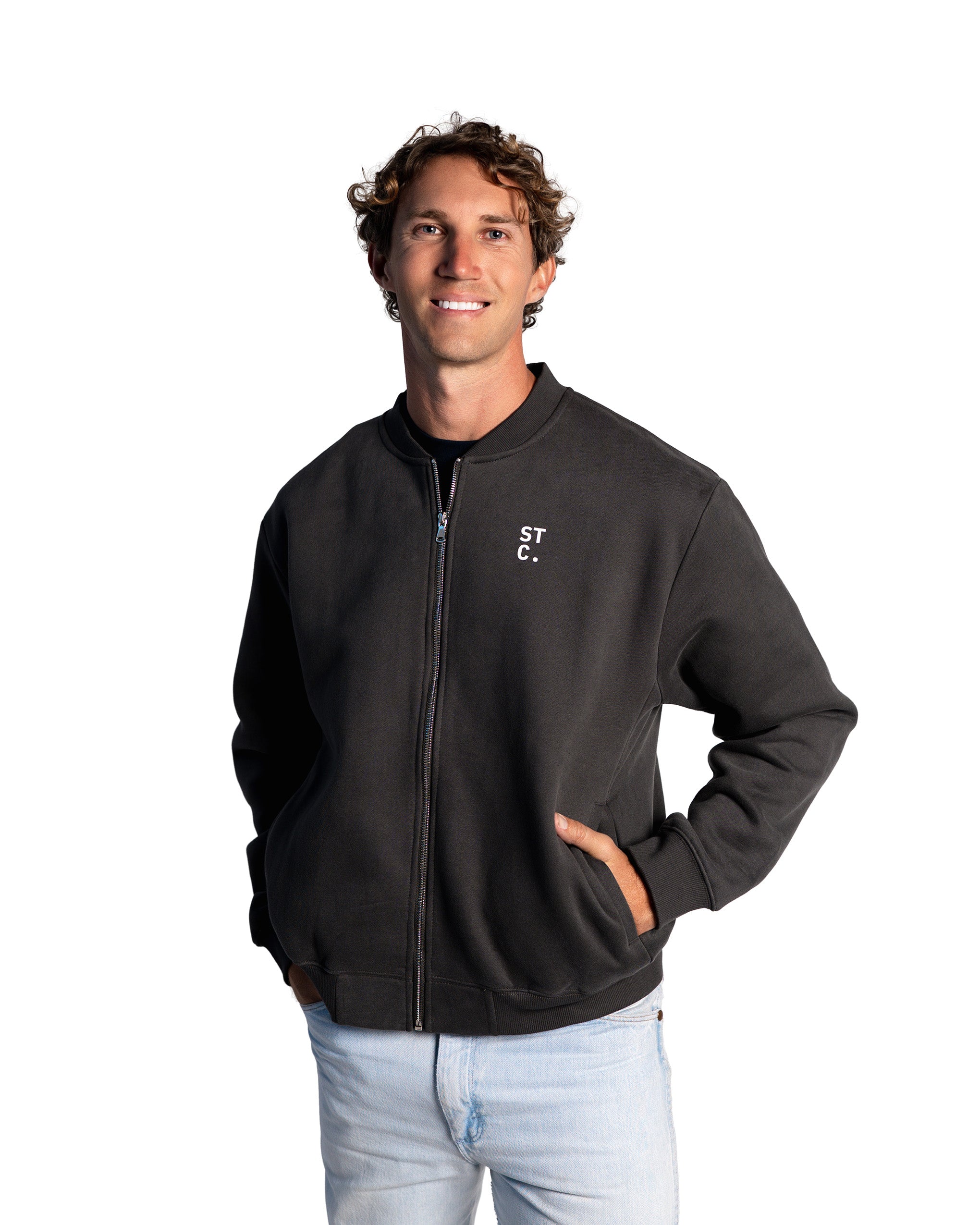 The STC. Structure Varsity Zip Jacket — Heather Grey