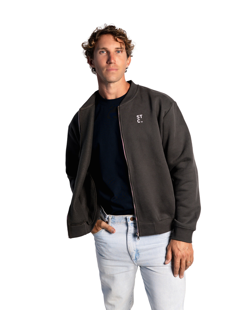 The STC. Structure Varsity Zip Jacket — Heather Grey