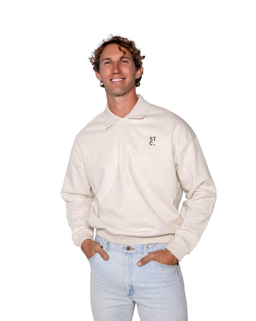 The STC. Polo Fleece Sweatshirt — Light Heather