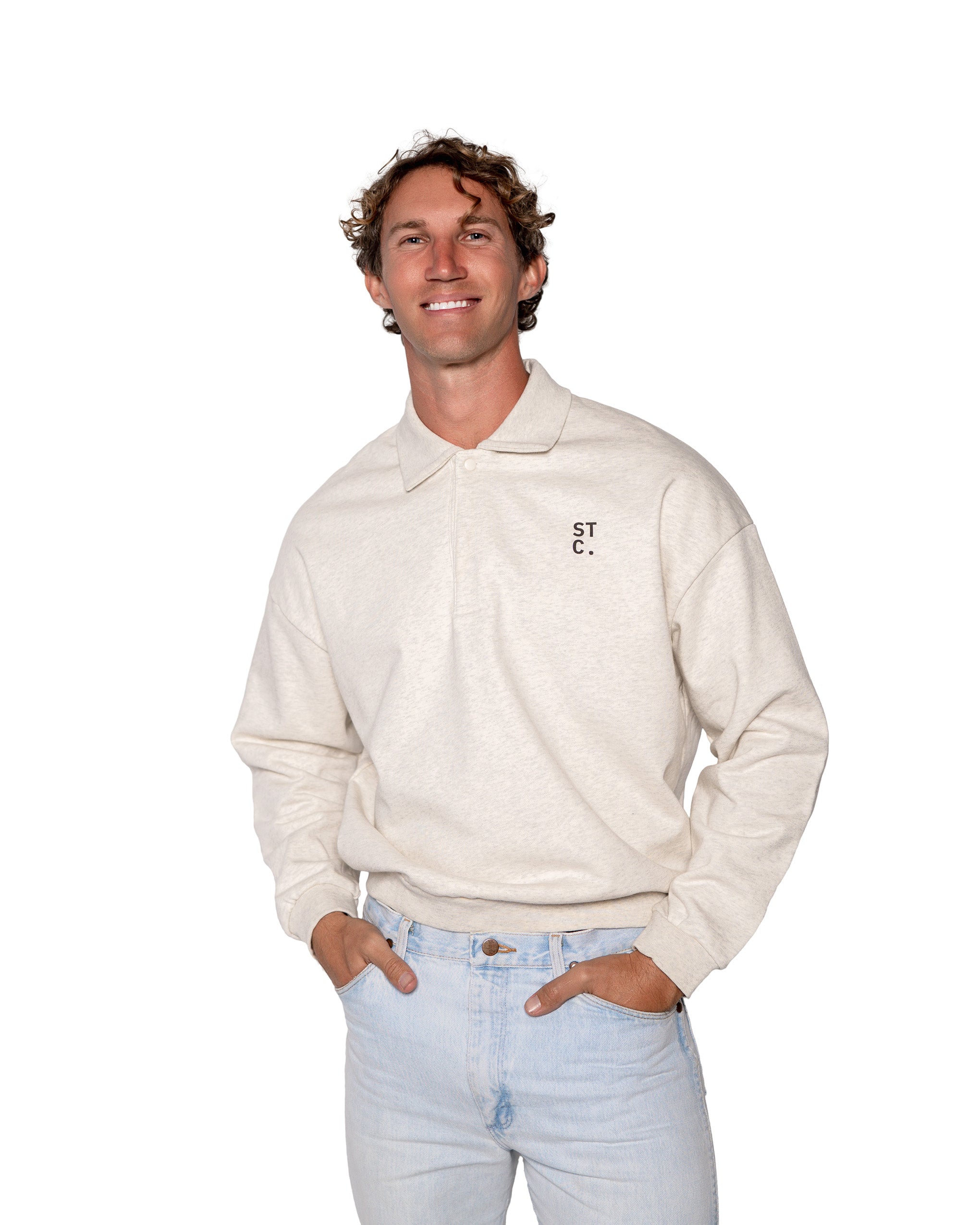 The STC. Polo Fleece Sweatshirt — Heather Grey