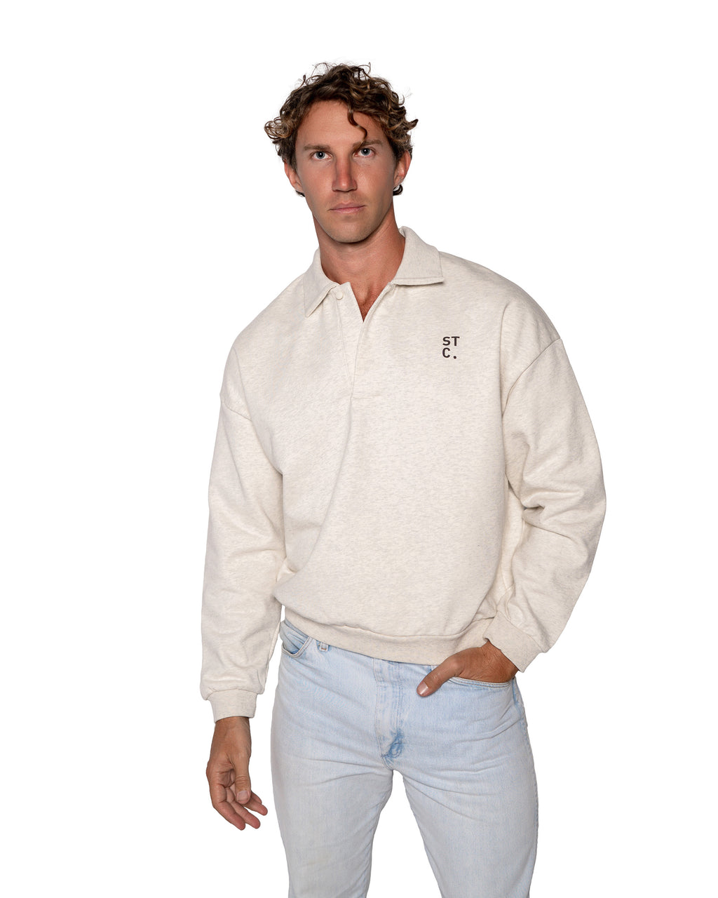 The STC. Polo Fleece Sweatshirt — Light Heather