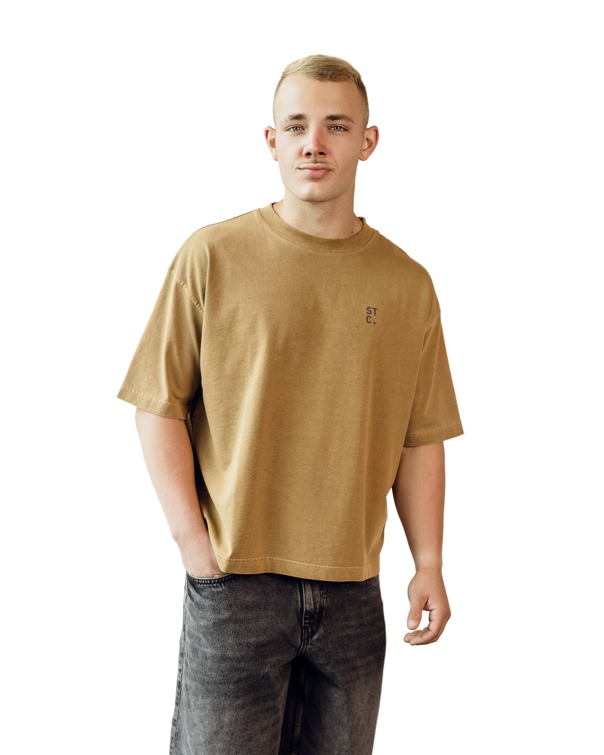 STC. Chest Logo — Vintage Washed Boxy Tee Unisex Fit