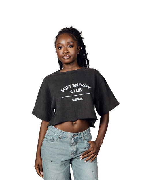 Soft Energy Club — Snow Washed Crop Top