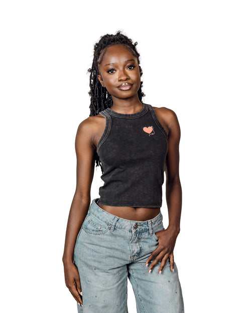 Healing Heart Crop Tank – Vintage Wash