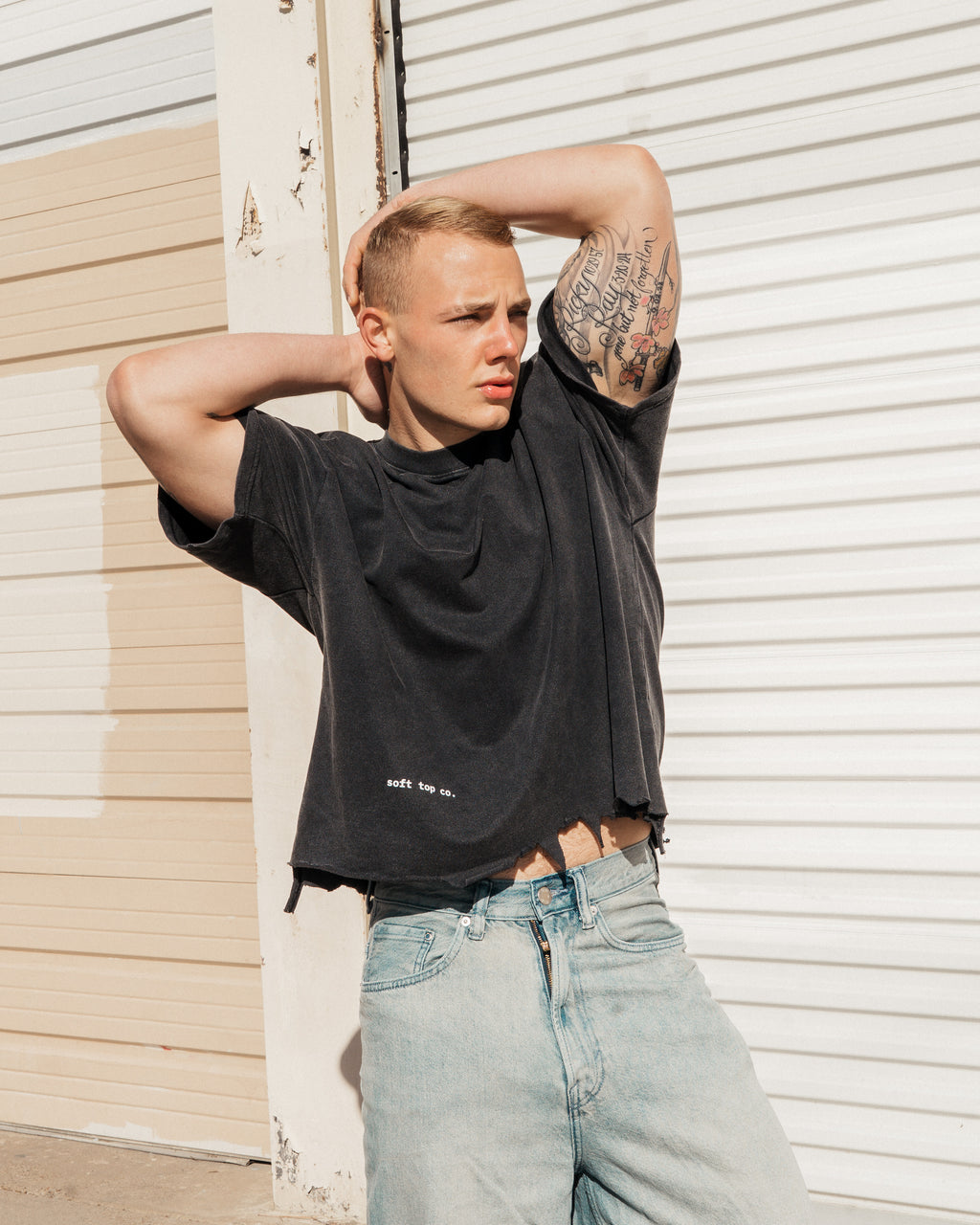 Black Distressed Hem Boxy Tee