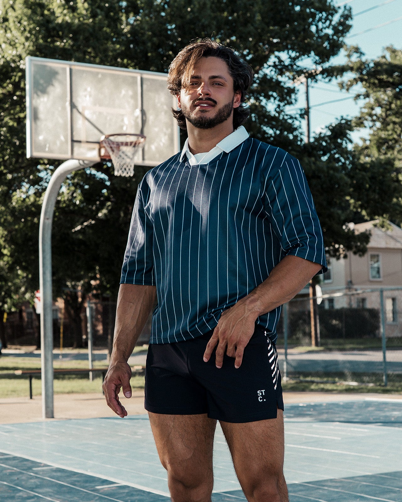 STC. Pinstripe Collared Jersey