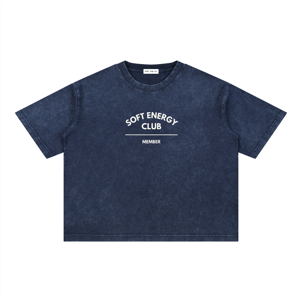Soft Energy Club — Snow-Washed Boxy Graphic Tee