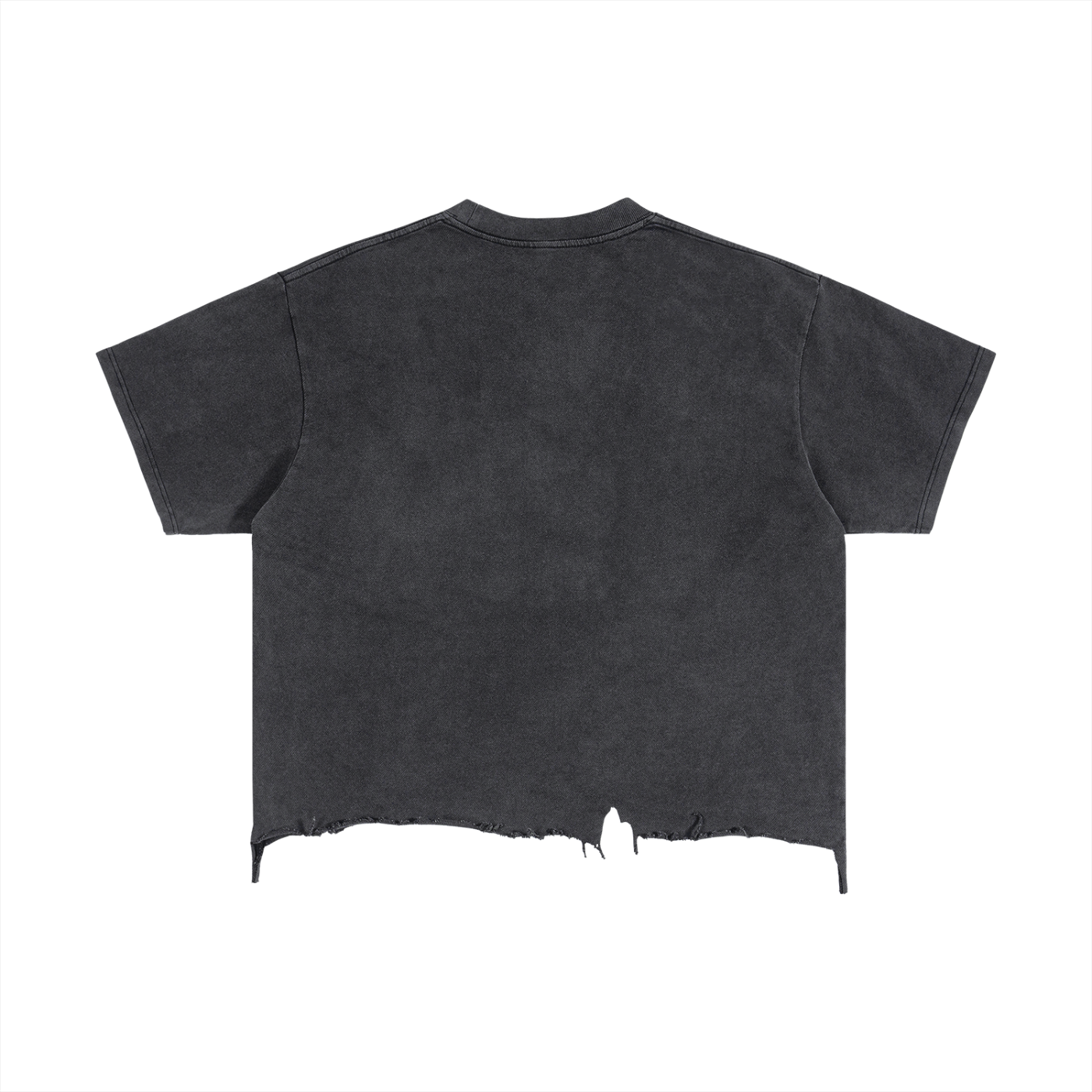 Black Distressed Hem Boxy Tee