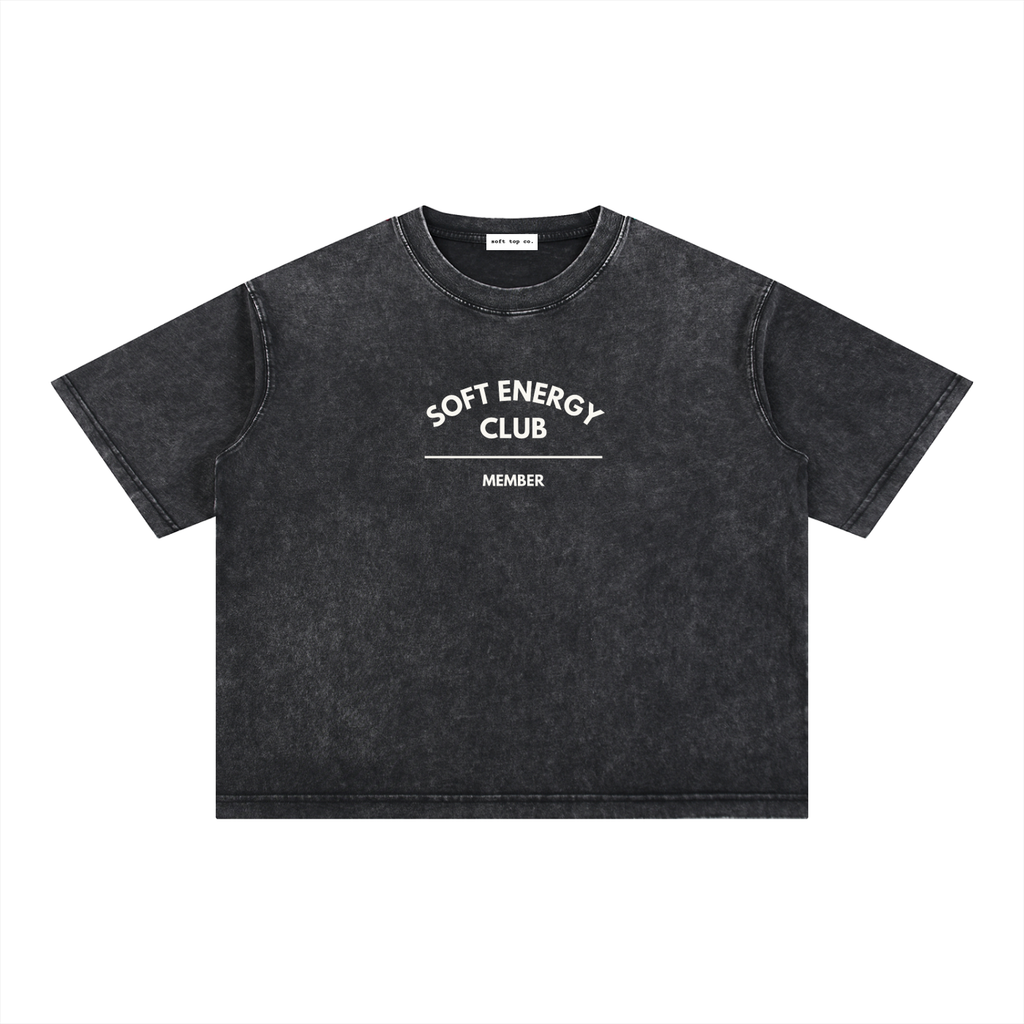 Soft Energy Club — Snow-Washed Boxy Graphic Tee
