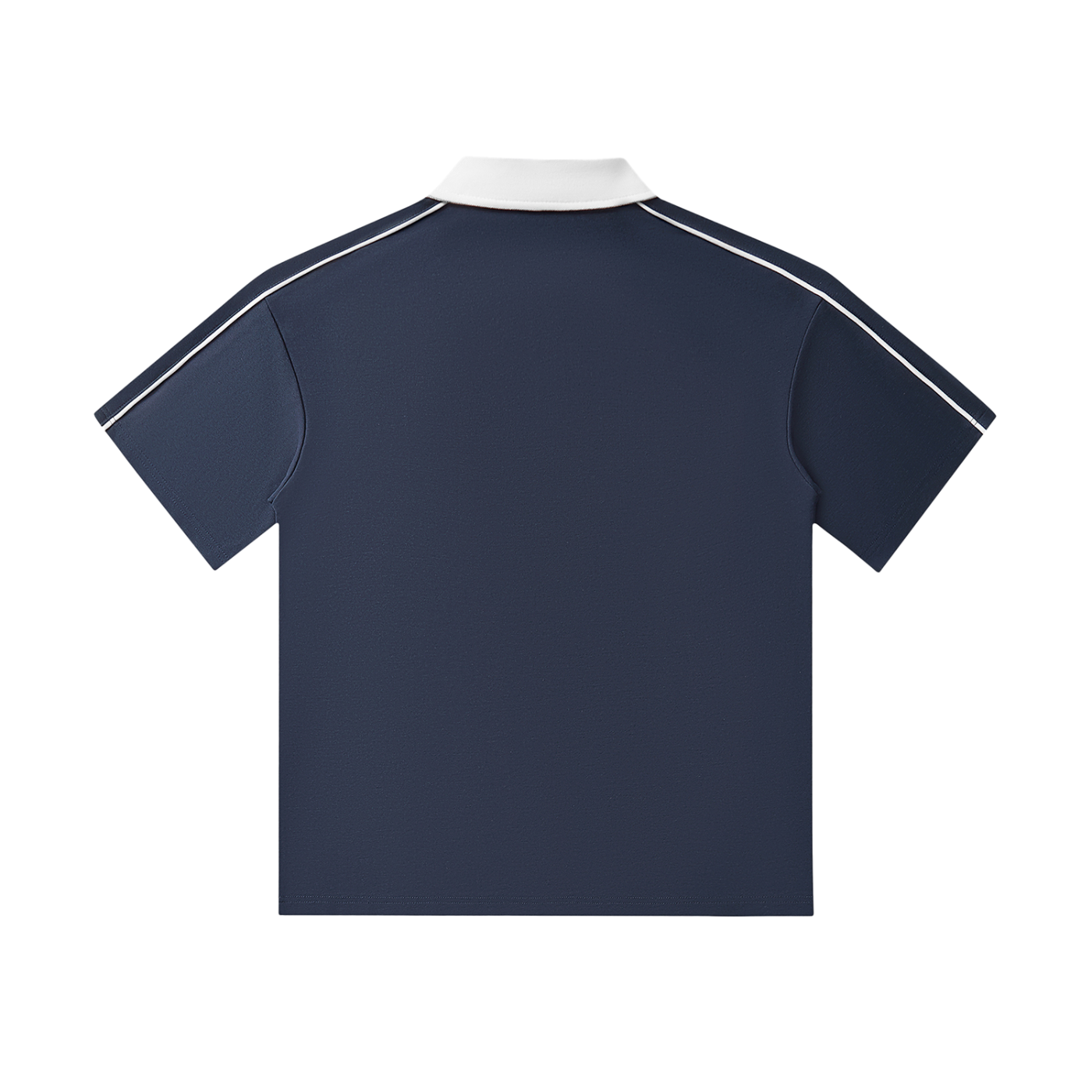 The Monochrome Dual Polo Tee – Contrast Panel Cotton T-Shirt (Navy)