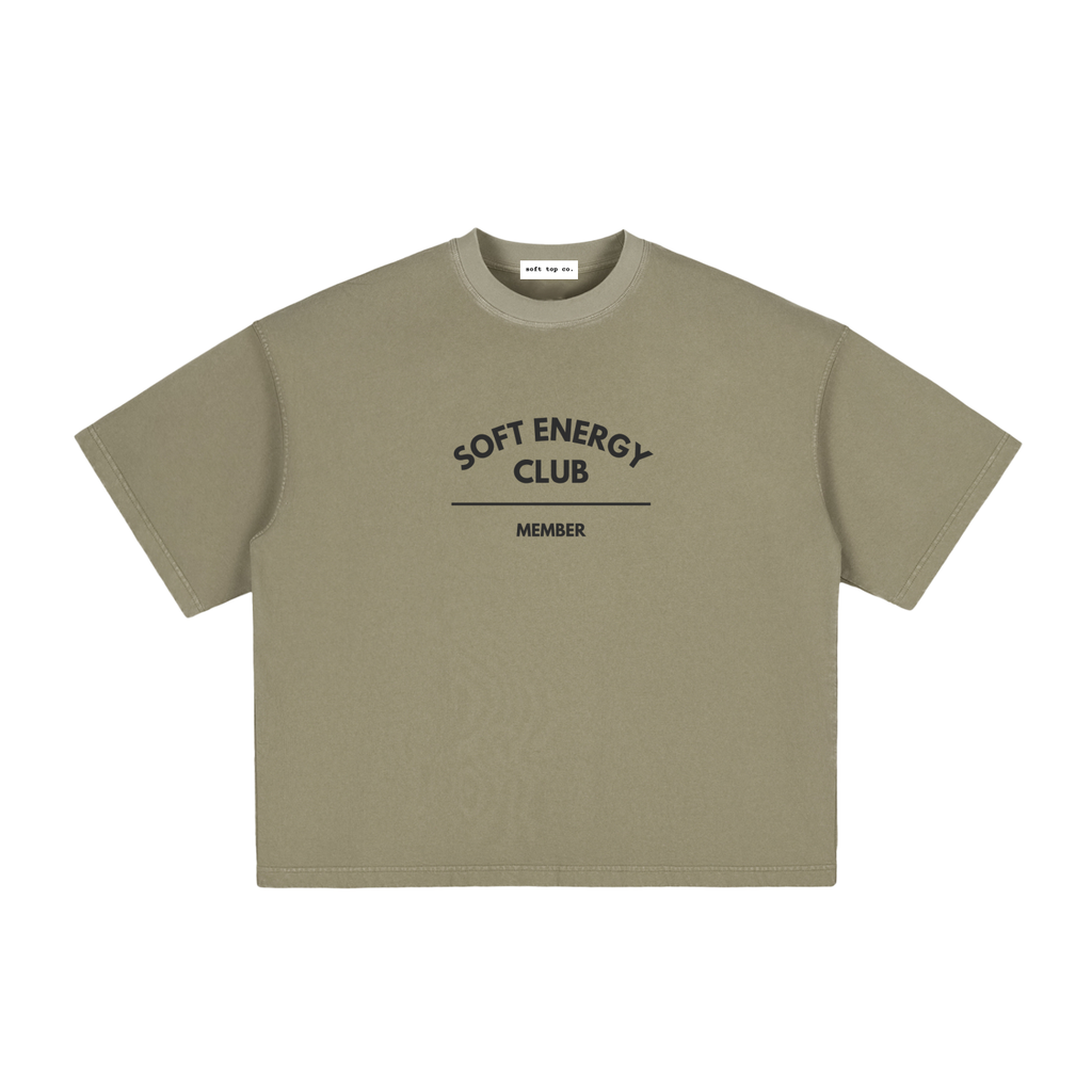 Soft Energy Club — Vintage Washed Boxy Tee Unisex Fit