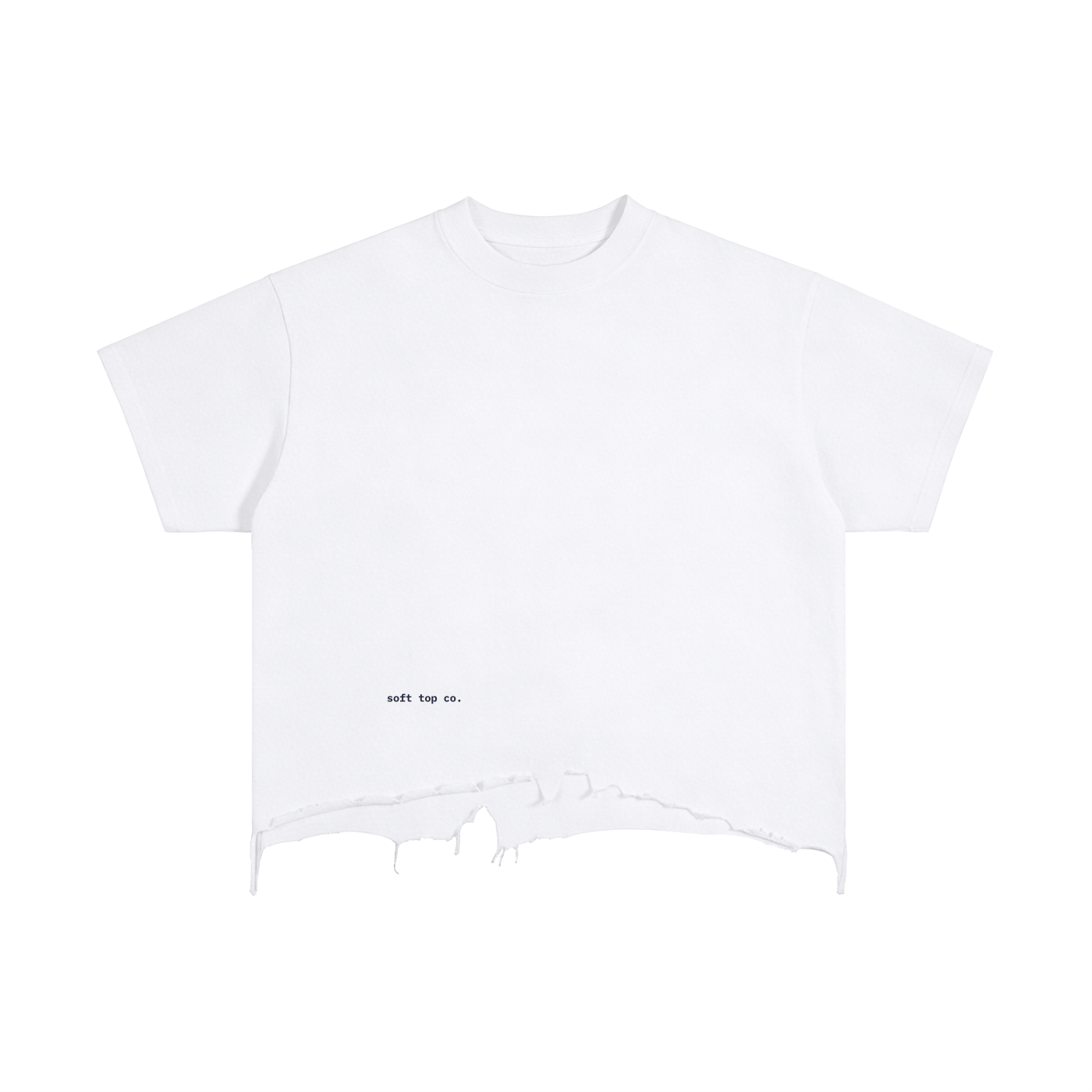 White Distressed Hem Boxy Tee