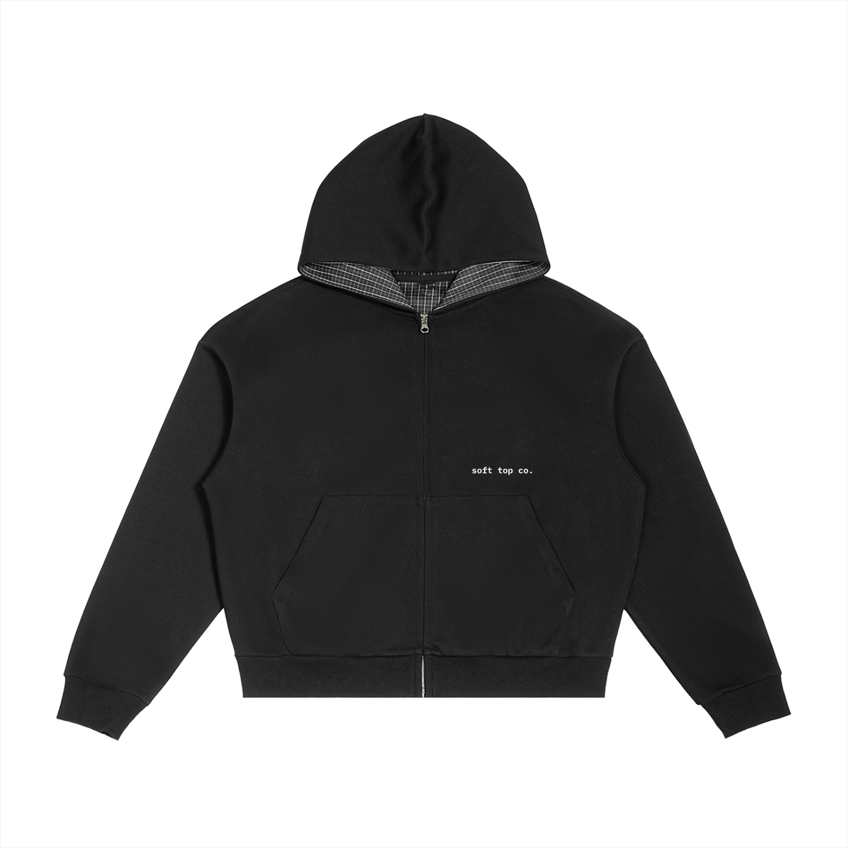 Soft Top Co. Plaid Accent Zip Hoodie