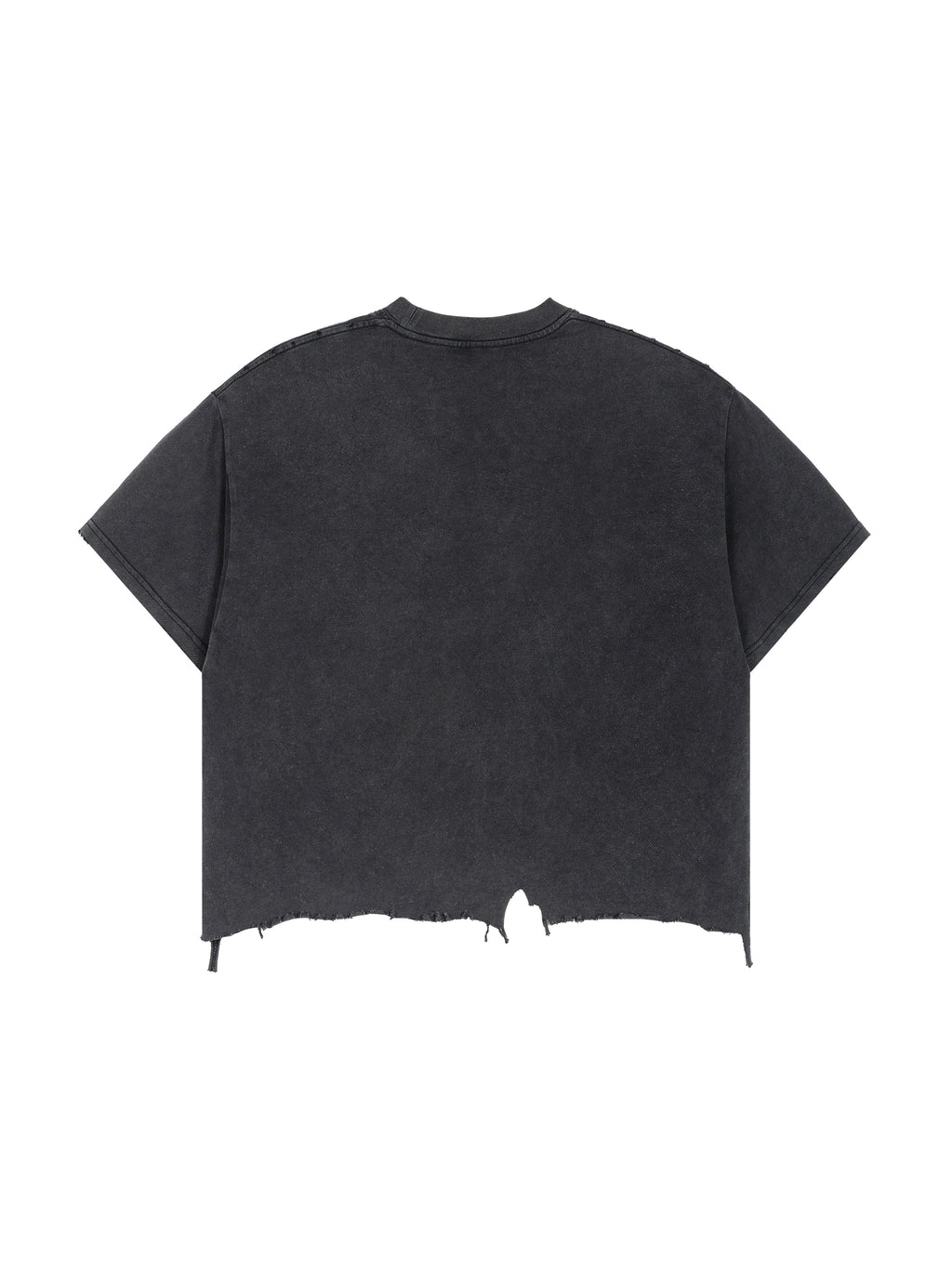 Black Distressed Hem Boxy Tee