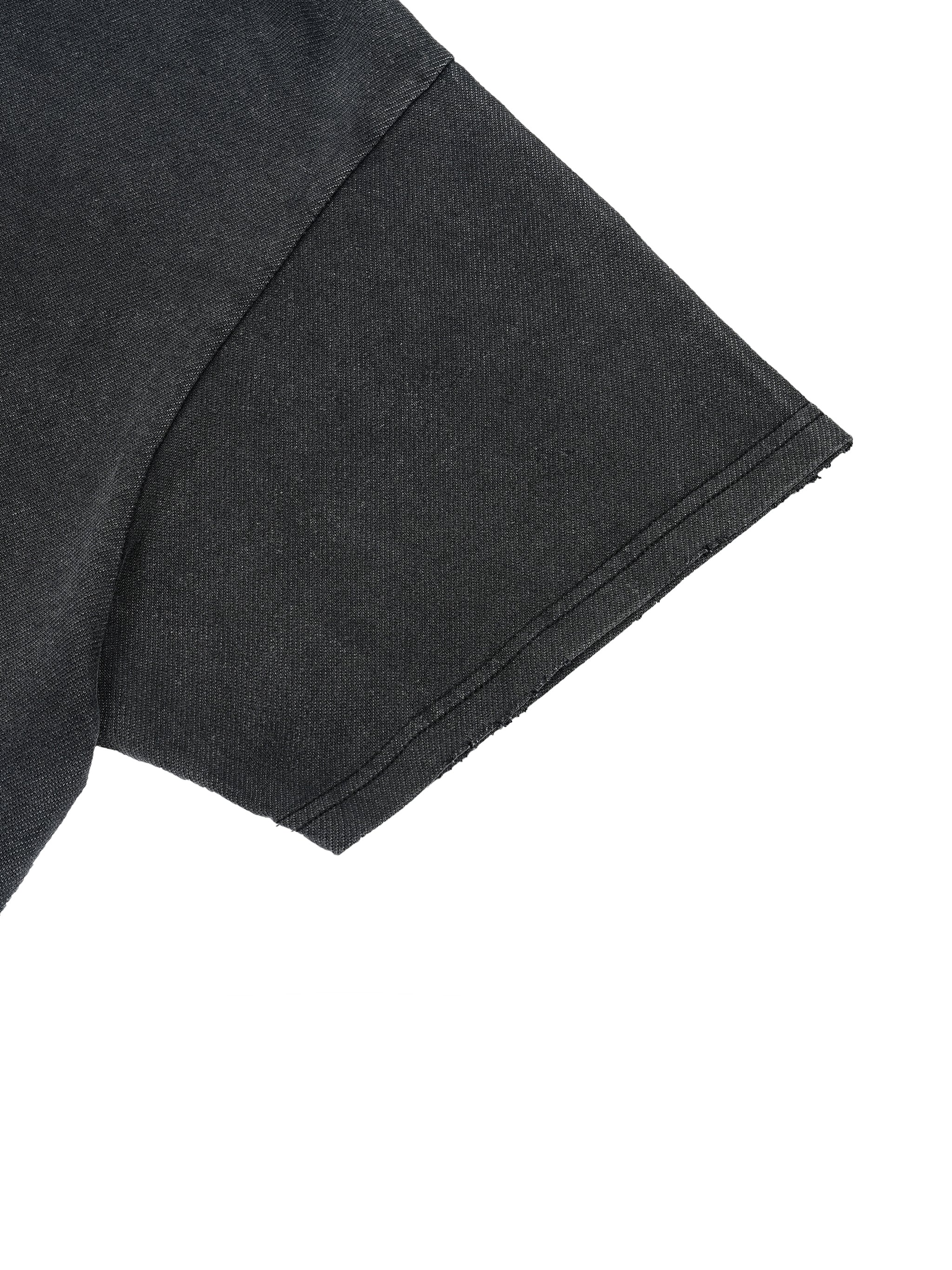 Black Distressed Hem Boxy Tee